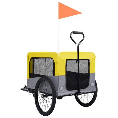 vidaXL 2-in-1 Pet Bike Trailer & Jogging Stroller Yellow and Grey