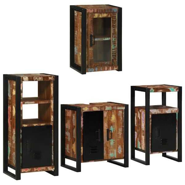vidaXL Bathroom Furniture Set 4 pcs Multicolour Solid Reclaimed Wood