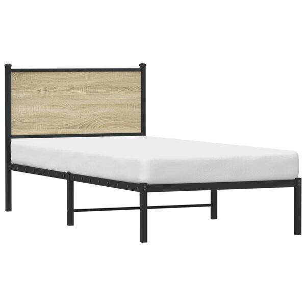 vidaXL Metal Bed Frame without Mattress Sonoma Oak 90x200 cm