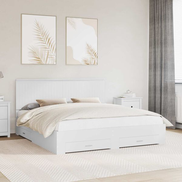 vidaXL Bed Frame with Headboard White 180 x 200 cm Engineered Wood