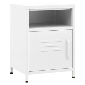 vidaXL Nightstand | White | Steel | Small | Levelers | Nightstand | Square