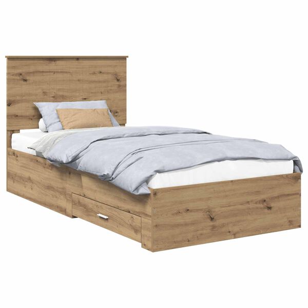vidaXL Bed Frame with Drawer Artisan Oak 100 x 200 cm Engineered Wood