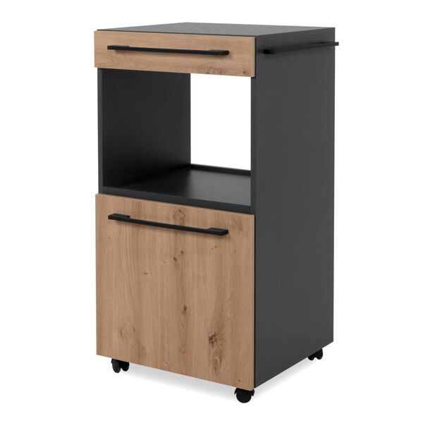 Finori Rolling Storage Cabinet Palma 35A Anthracite Grey and Artisan Oak
