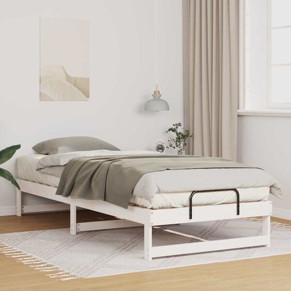 vidaXL Bed Frame White 80 x 220 cm Solid Pine Wood