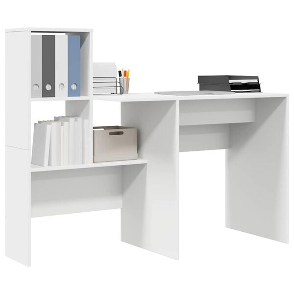 vidaXL Desk with Drawer White 131.5 x 50 x 106.5 cm Engineered Wood