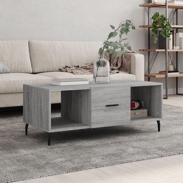 vidaXL Coffee Table Grey Sonoma 102x50x40 cm Engineered Wood