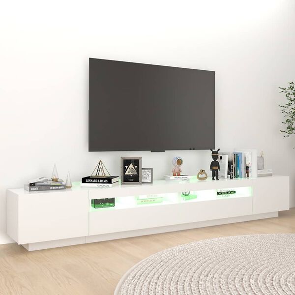 vidaXL TV Cabinet with LED Lights White 260x35x40 cm