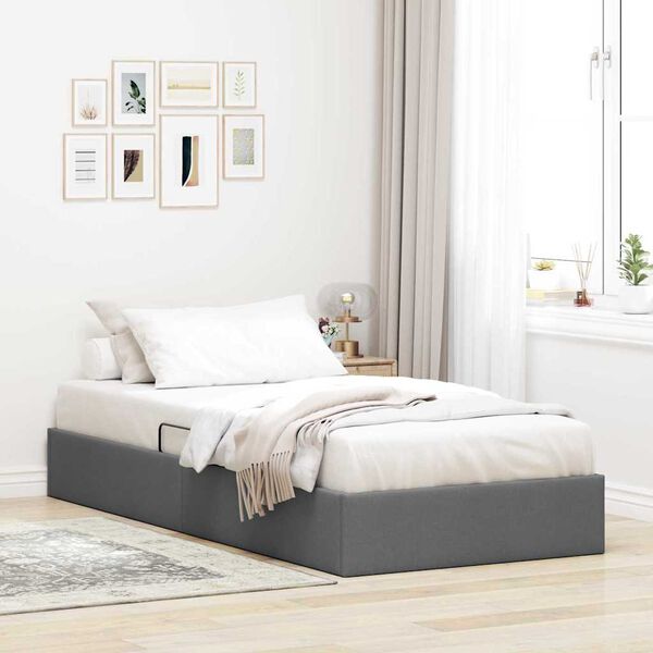 vidaXL Storage Bed with Mattress Dark Grey 90 x 190 cm Fabric
