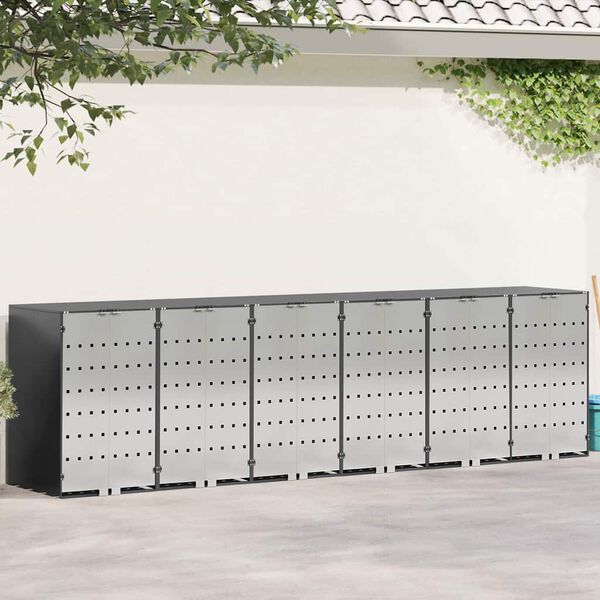 vidaXL Wheelie Bin Storage for 6 Bins Anthracite 408 x 77.5 x 115.5 cm