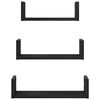vidaXL Wall Shelves 3 pcs Black Oak Engineered Wood