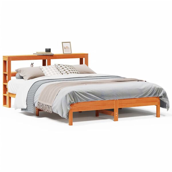 vidaXL Bed Frame without Mattress Wax Brown 160x200 cm Solid Wood Pine