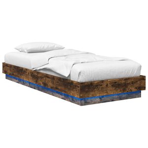vidaXL Bed Frame with LED Smoked Oak 80 x 200 cm Engineered Wood