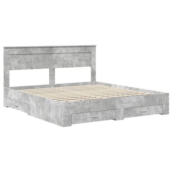vidaXL Bed Frame Concrete Grey 180 x 200 cm Engineered Wood