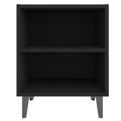 vidaXL Bed Cabinet with Metal Legs Black 40x30x50 cm