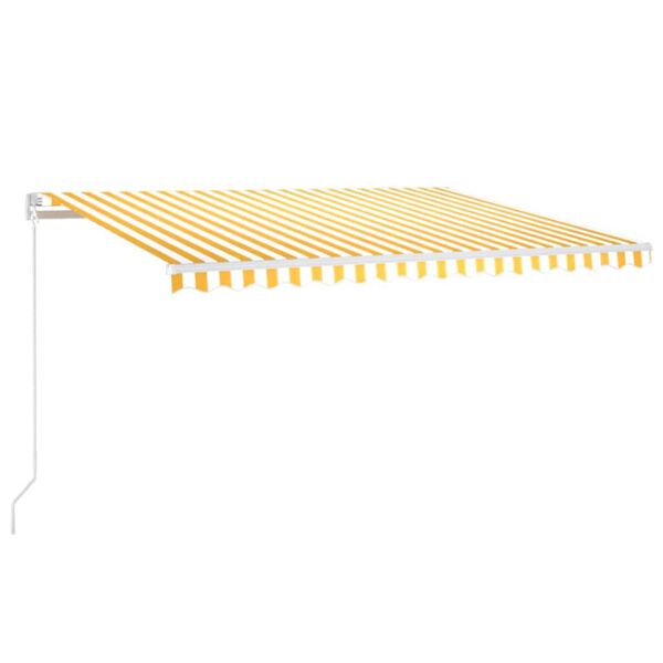 vidaXL Manual Retractable Awning with LED 450x300 cm Yellow and White