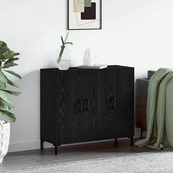 vidaXL Sideboard Black Oak 90 x 34 x 80 cm Engineered Wood