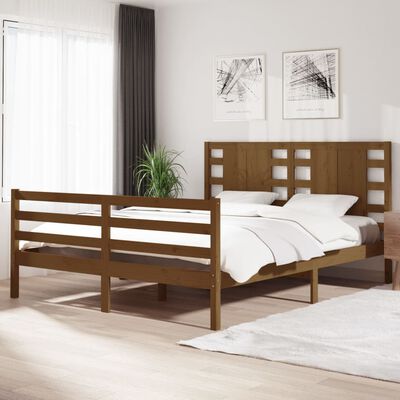 vidaXL Bed Frame Honey Brown Solid Wood Pine 160x200 cm
