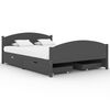 vidaXL Bed Frame without Mattress Dark Grey Solid Wood Pine 160x200 cm (322050+2x321990)