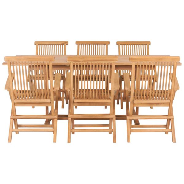 vidaXL 7 Piece Outdoor Dining Set 150-200x100x75 cm Solid Teak Wood