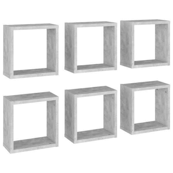 vidaXL Wall Cube Shelves 6 pcs Concrete Grey 30x15x30 cm