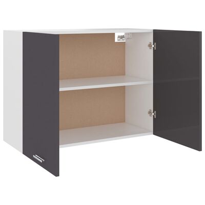 vidaXL Hanging Cabinet High Gloss Grey 80x31x60 cm Engineered Wood