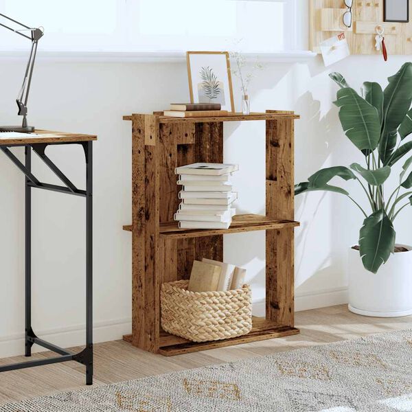 vidaXL Bookcase 3-Tier Old Wood 60x30x80 cm Engineered Wood