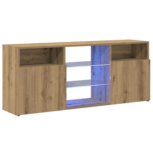 vidaXL TV Cabinet with LED Lights Artisian Oak 120x30x50 cm Engineered Wood