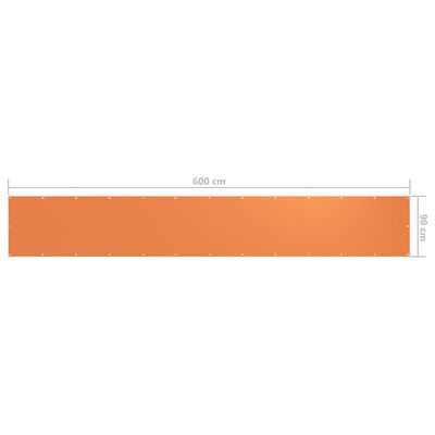vidaXL Balcony Screen Orange 90x600 cm Oxford Fabric