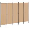 vidaXL 5-Panel Room Divider Beige 250 x 180 cm Fabric