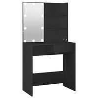 vidaXL Dressing Table with LED Black 74.5x40x141 cm