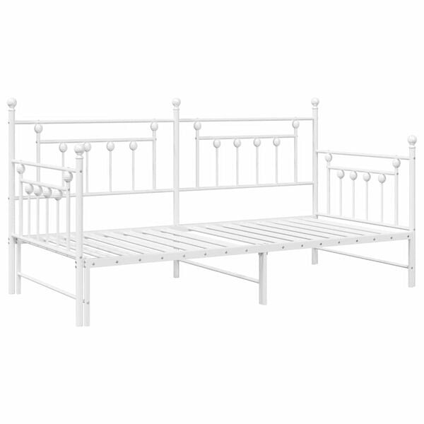 vidaXL Daybed Frame with Headboard White 100 x 200 cm Steel