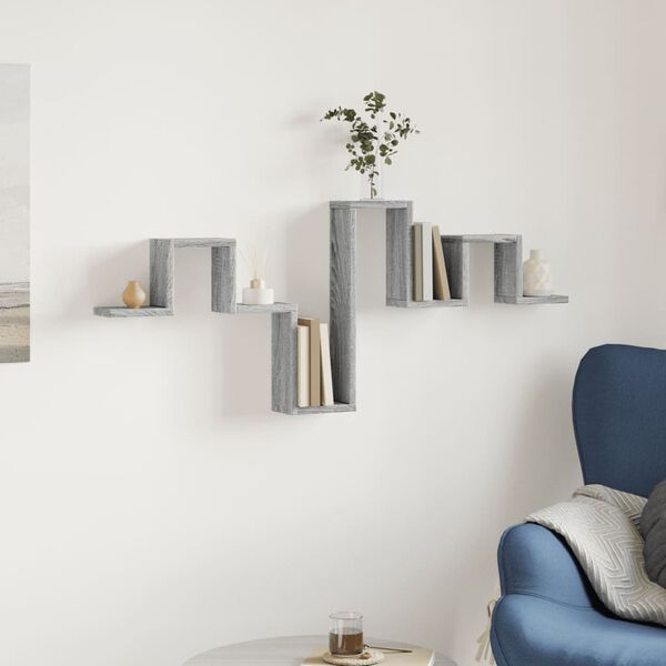 vidaXL Wall Shelf Grey Sonoma 104.5x10x43 cm Engineered Wood