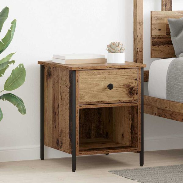 vidaXL Bedside Cabinet Old Wood 40 x 42 x 50 cm Engineered Wood