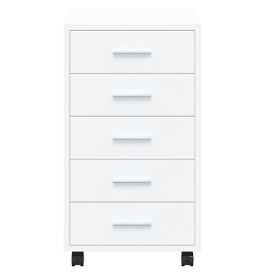 vidaXL Drawer Cabinet with Castors High Gloss White Engineered Wood