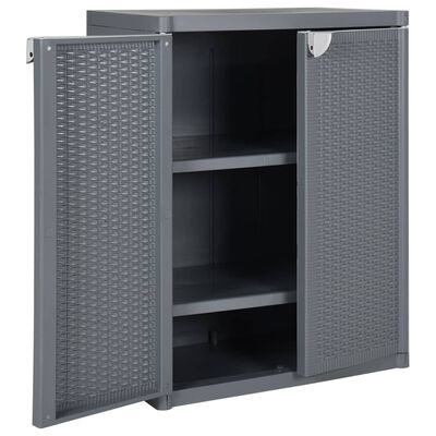 vidaXL Garden Storage Cabinet Grey 65x45x88 cm PP Rattan