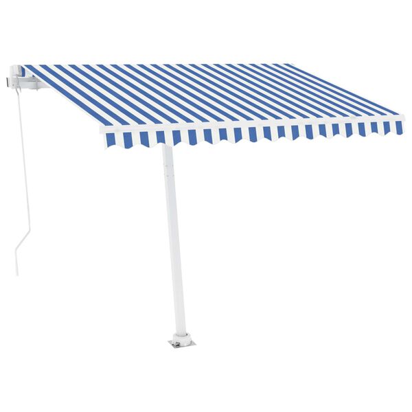 vidaXL Manual Retractable Awning with LED 350x250 cm Blue and White