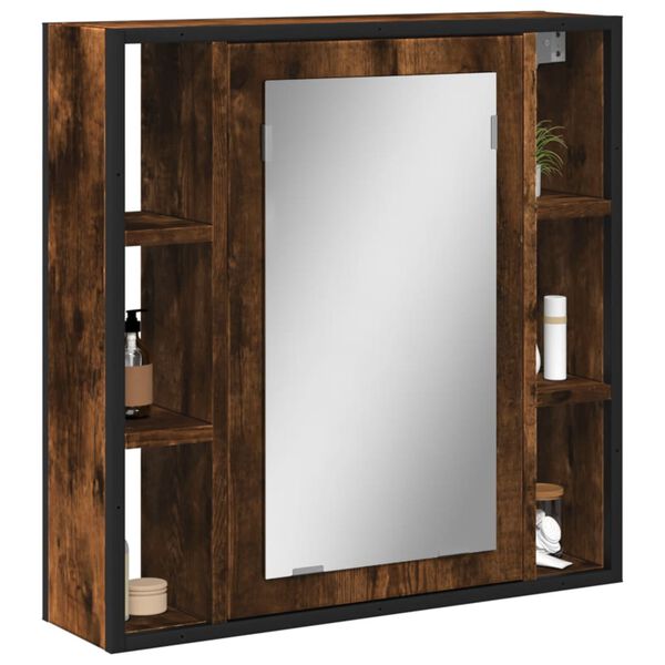 vidaXL Bathroom Mirror Cabinet Smoked Oak 60x16x60 cm Engineered Wood