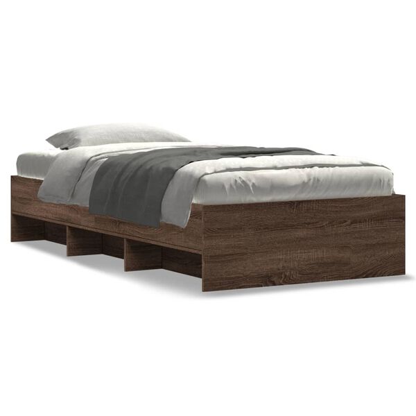 vidaXL Bed Frame without Mattress Brown Oak 75x190 cm Small Single Engineered Wood