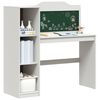 vidaXL Desk with Open Storage and Chalkboard with Shelf ROROS White