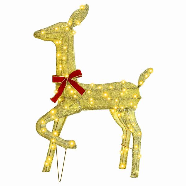 vidaXL Reindeer Family 3 pcs Warm white 68 x 26 x 127 cm Fabric