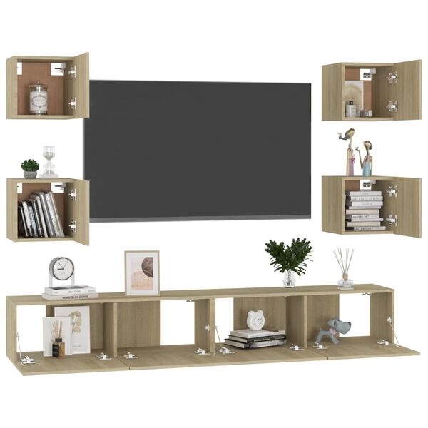 vidaXL 6 Piece TV Cabinet Set Sonoma Oak Engineered Wood
