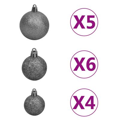 vidaXL Artificial Half Pre-lit Christmas Tree with Ball Set White 180 cm