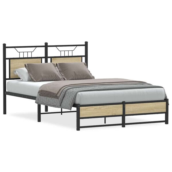 vidaXL Bed Frame without Mattress Sonoma Oak 120x190 cm Small Double Engineered Wood