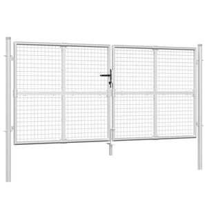 vidaXL Mesh Garden Gate Silver 300x125 cm Galvanised Steel