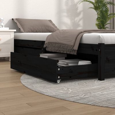 vidaXL Bed Drawers 2 pcs Black Solid Wood Pine