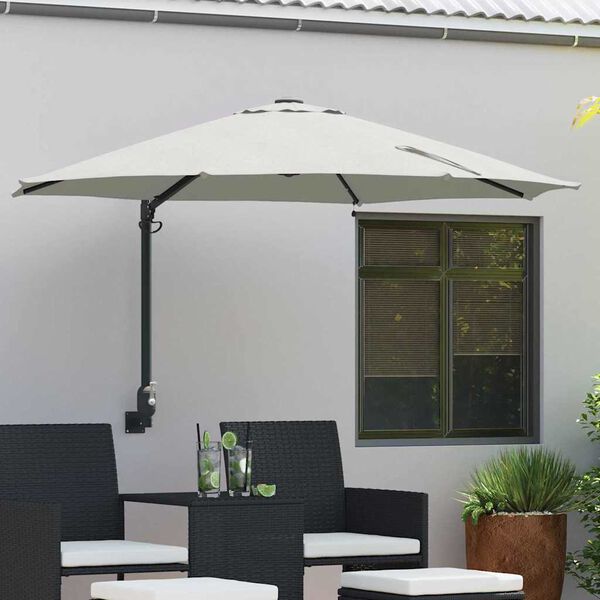 vidaXL Garden Parasol Manual Beige and Black 248 x 248 x 148 cm