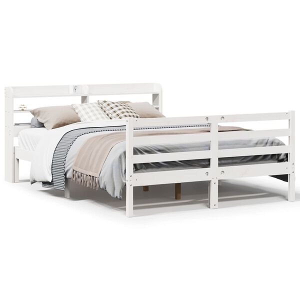 vidaXL Bed Frame with Headboard without Mattress White 160x200 cm