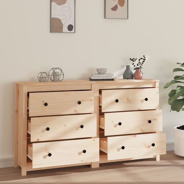 vidaXL Sideboard 140x35x80 cm Solid Wood Pine
