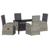 vidaXL Garden Dining Set with Cushion 5 pcs Grey Poly Rattan