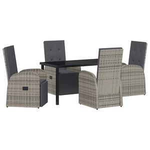 vidaXL Garden Dining Set 5 pcs Grey Poly Rattan